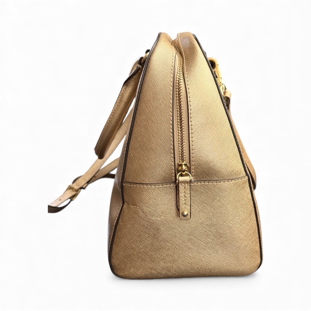 Michael Kors Gold Saffiano Leather Satchel w/ Strap + Bag Scarf - Picture 7 of 15